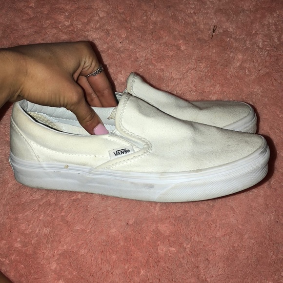 all white slide in vans